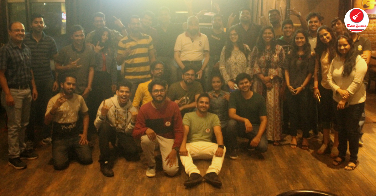 Music Jammin community group photo at an evening jam